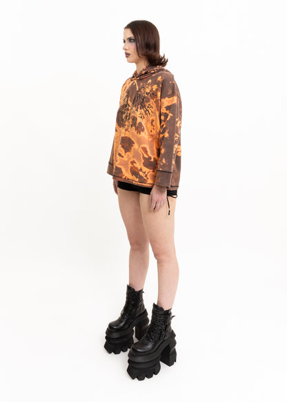 Anahera Long Sleeve Hooded T-Shirt- bleached/ bedazzled