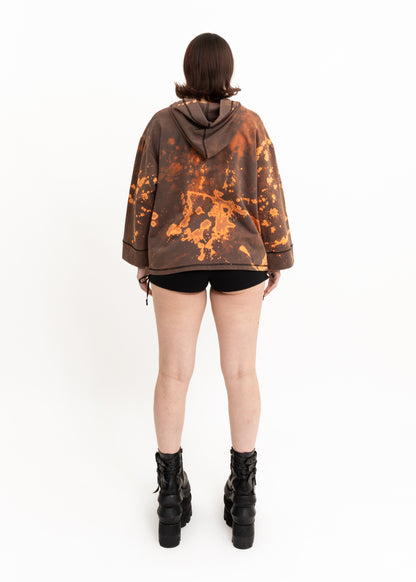 Anahera Long Sleeve Hooded T-Shirt- bleached/ bedazzled
