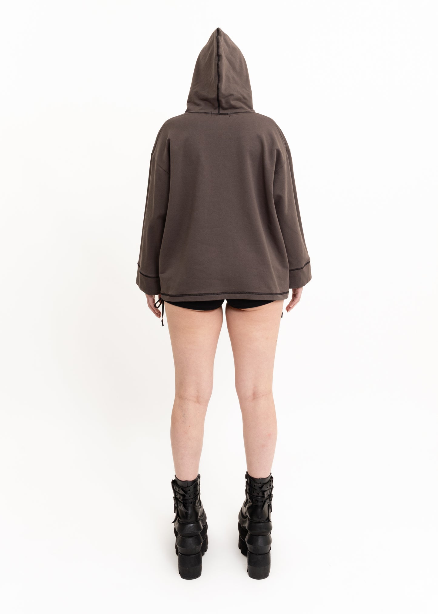 Anahera Long Sleeve Hooded T-Shirt- lace trim