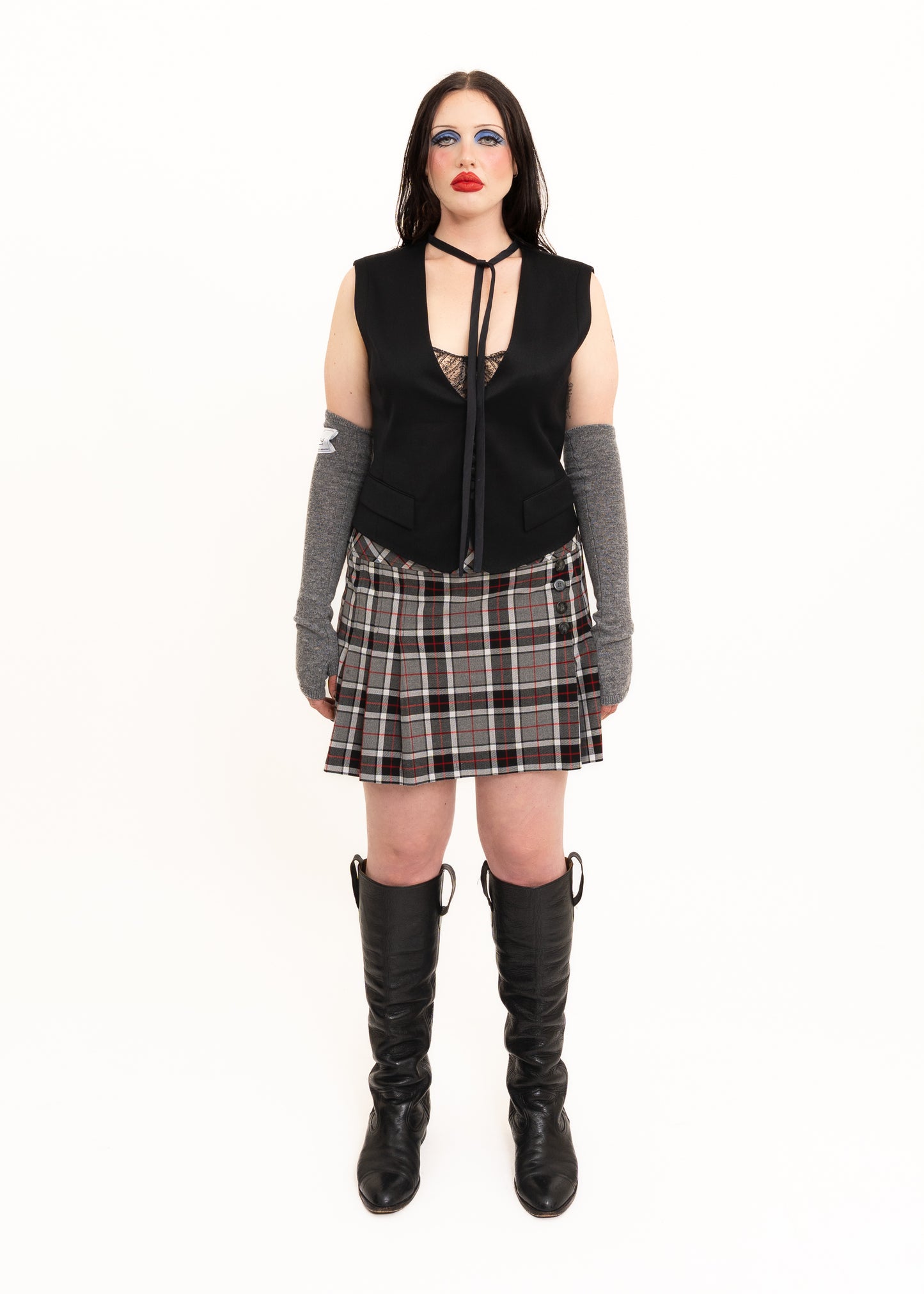 Tartan pleated mini skirt