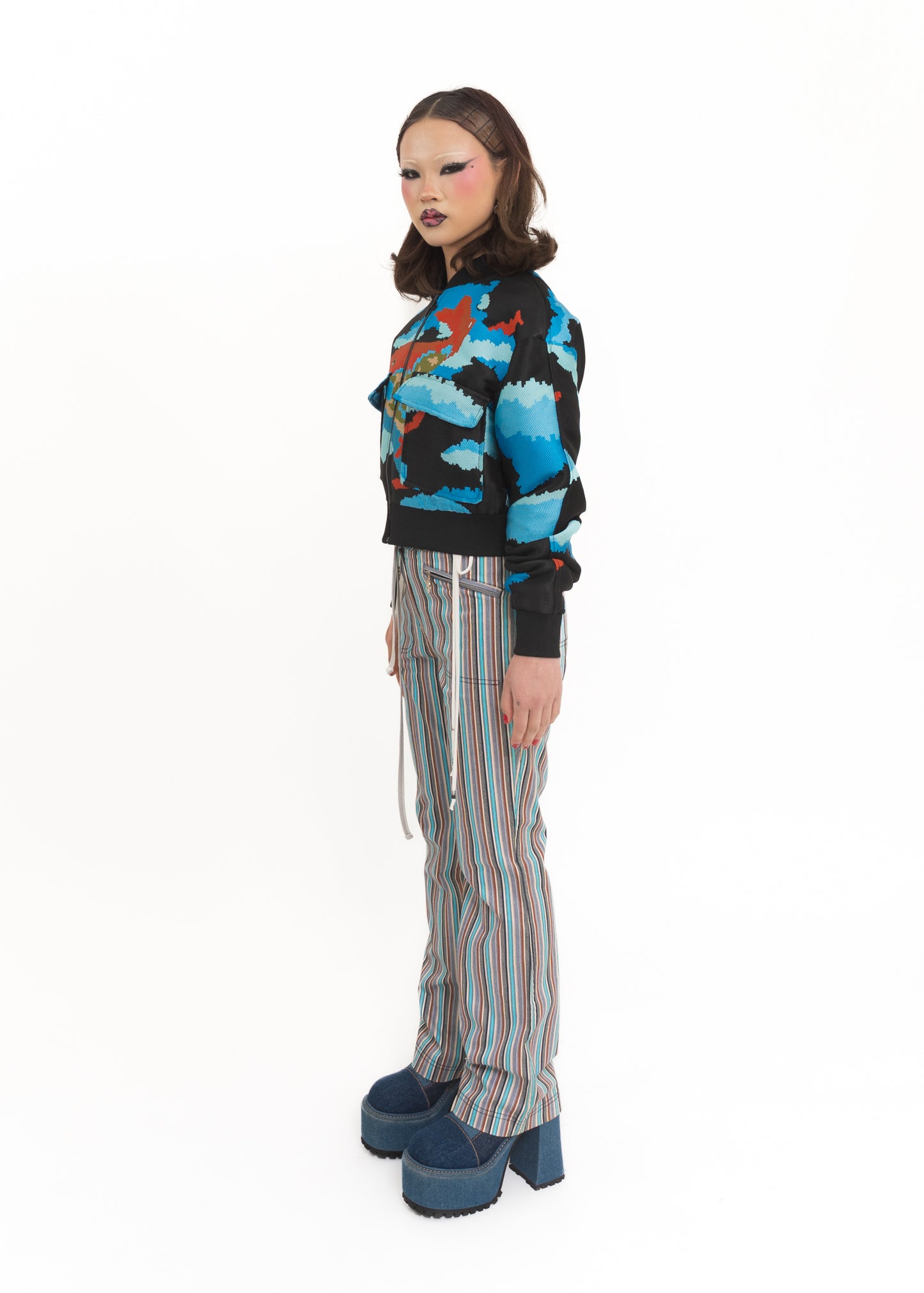 Koi fish print bomber jacket