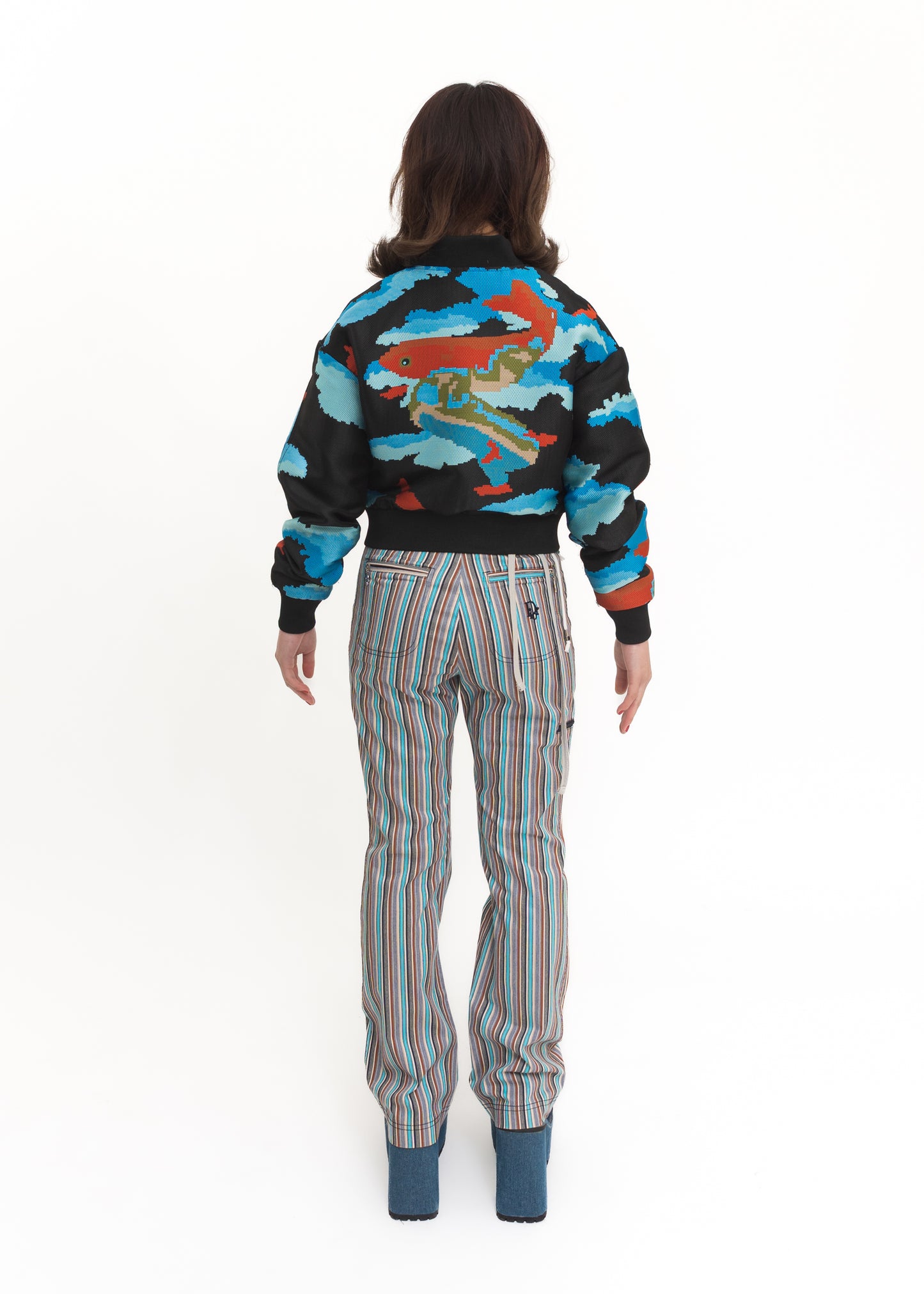 Koi fish print bomber jacket
