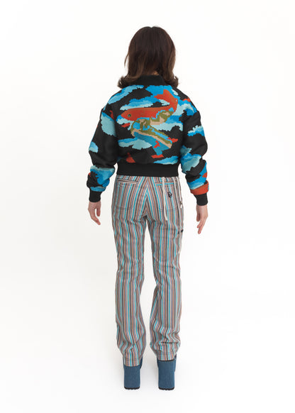 Koi fish print bomber jacket