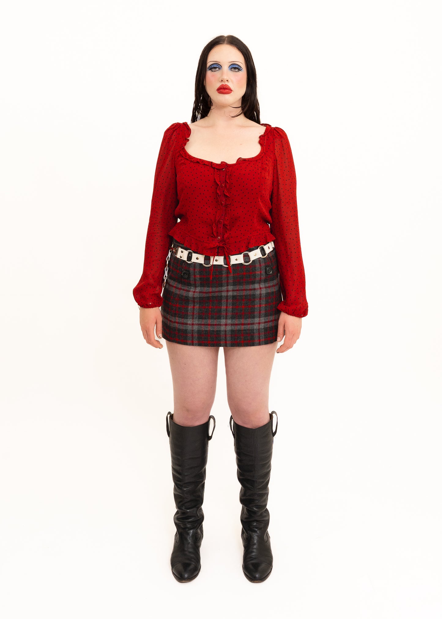 Italia polka dot button front blouse