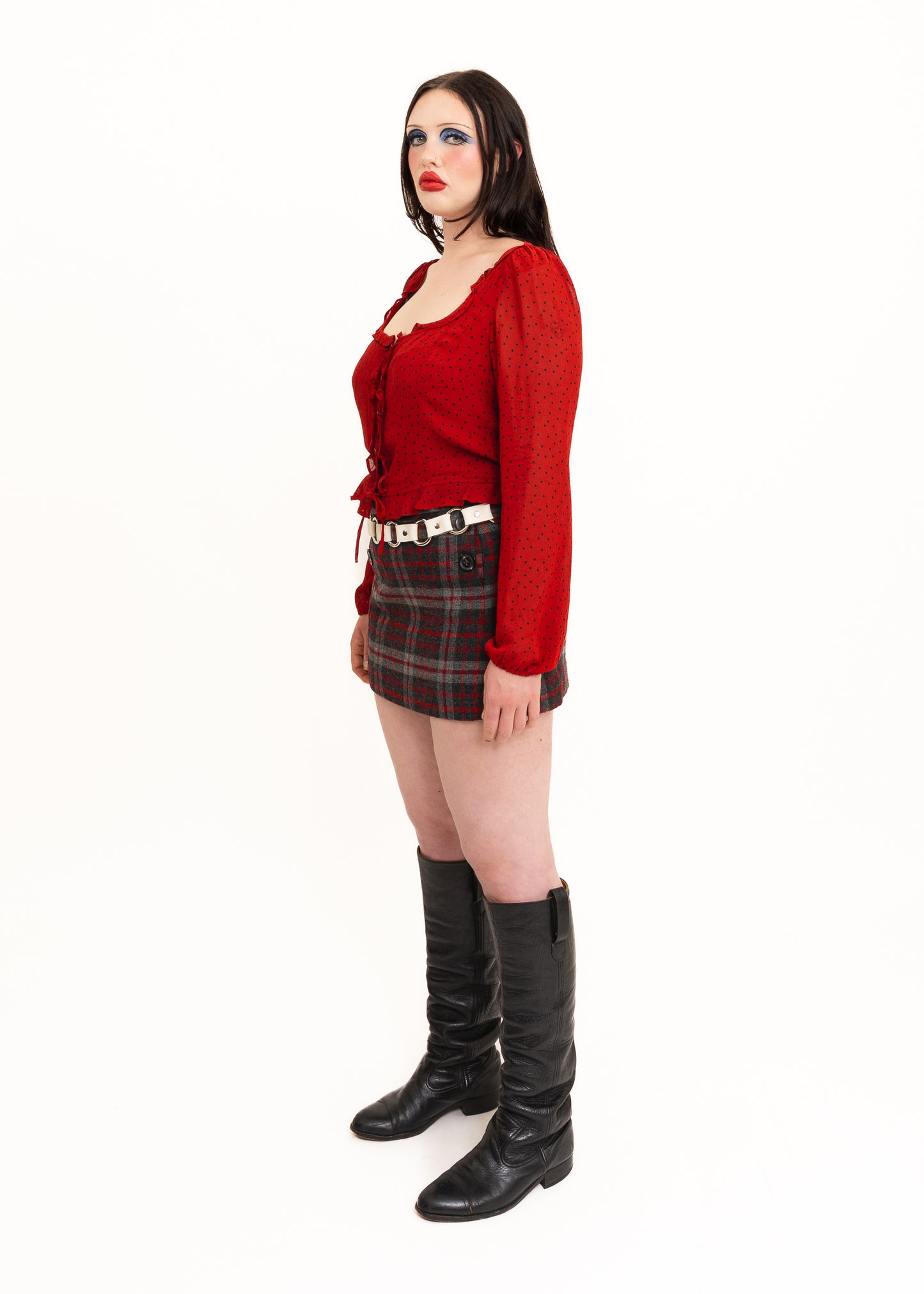 Italia polka dot button front blouse