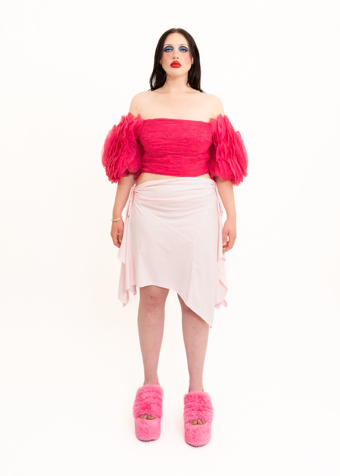 Amour rosette sleeve bustier top