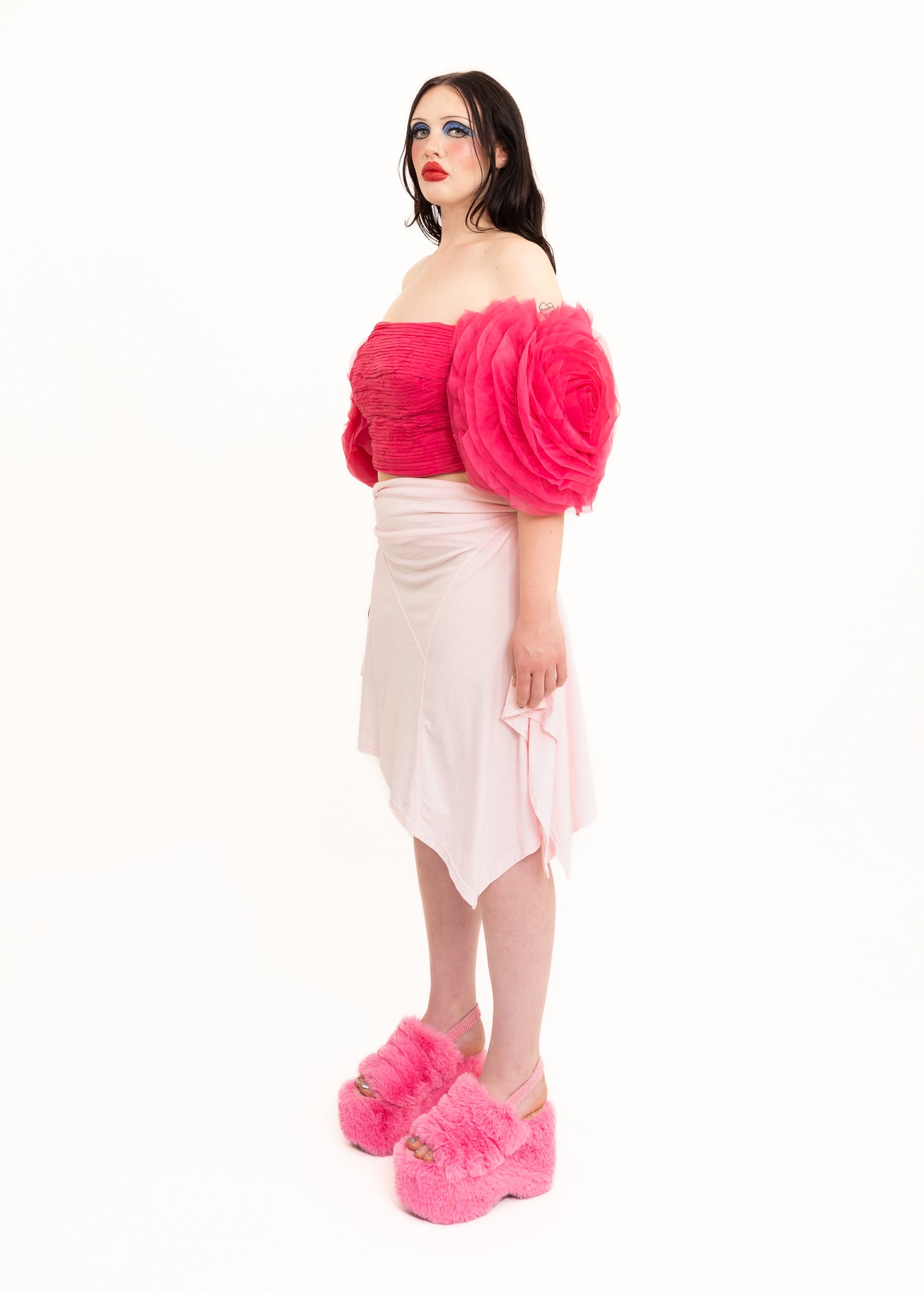 Amour rosette sleeve bustier top