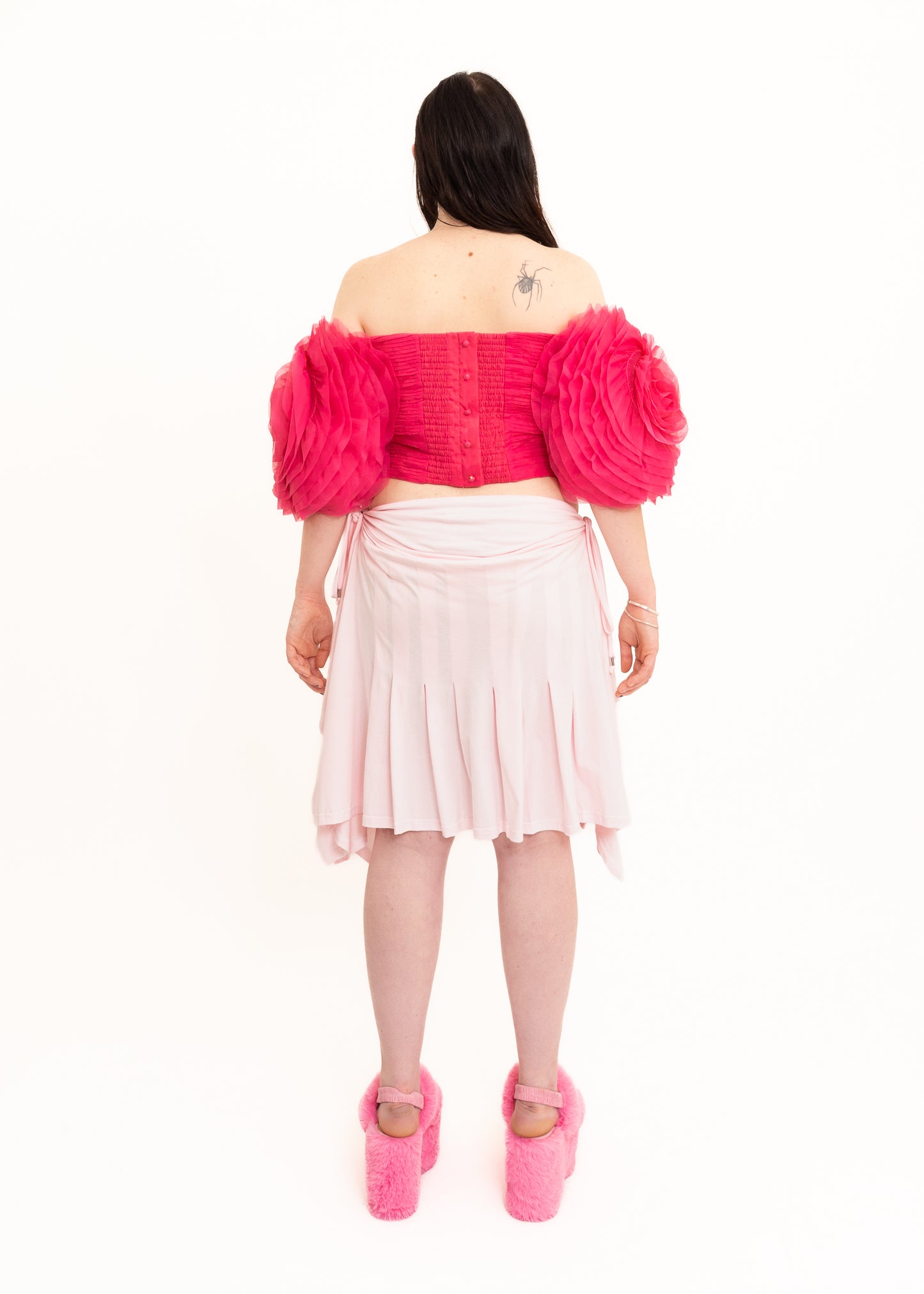 Amour rosette sleeve bustier top