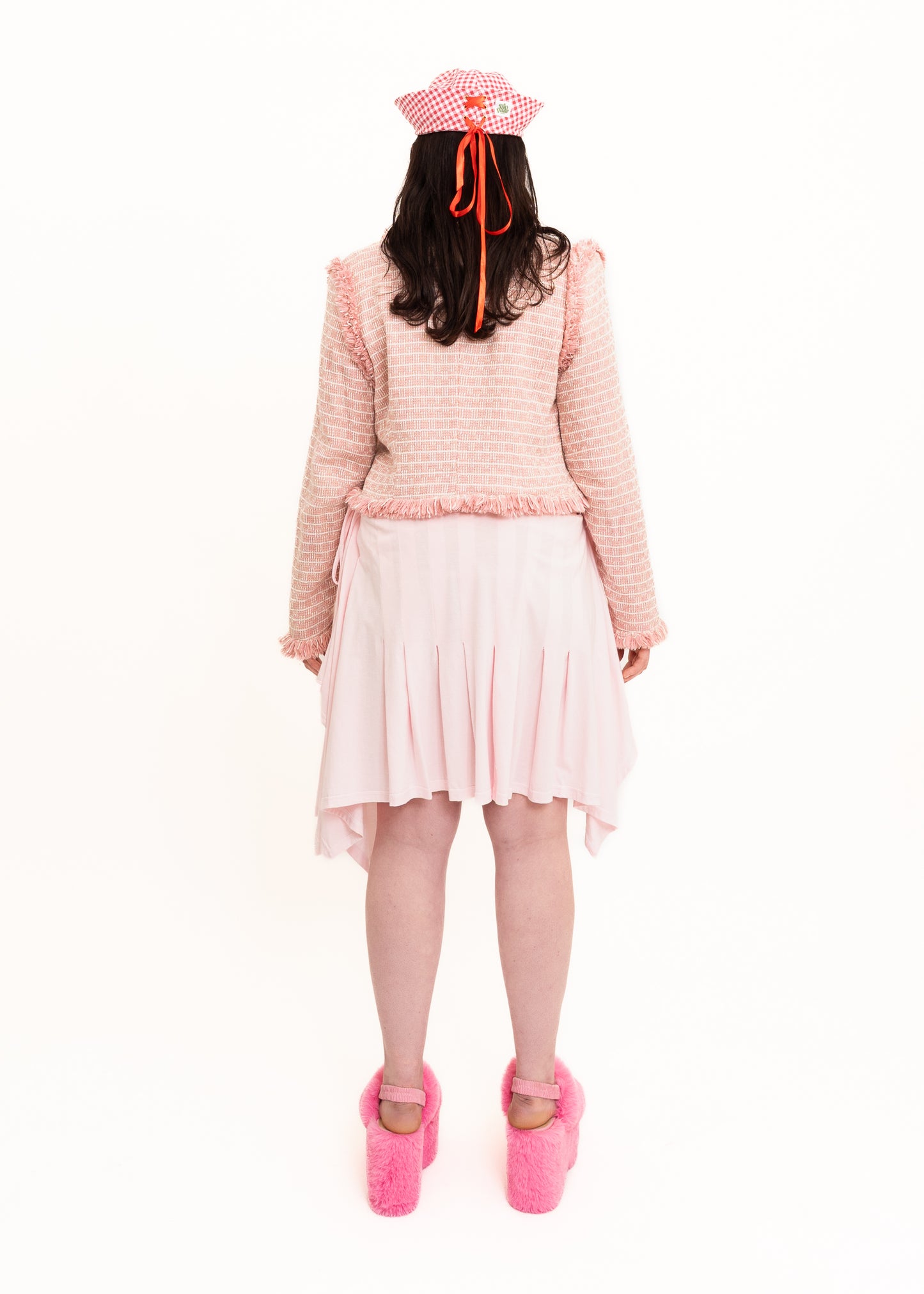 Raw hemmed bouclé jacket