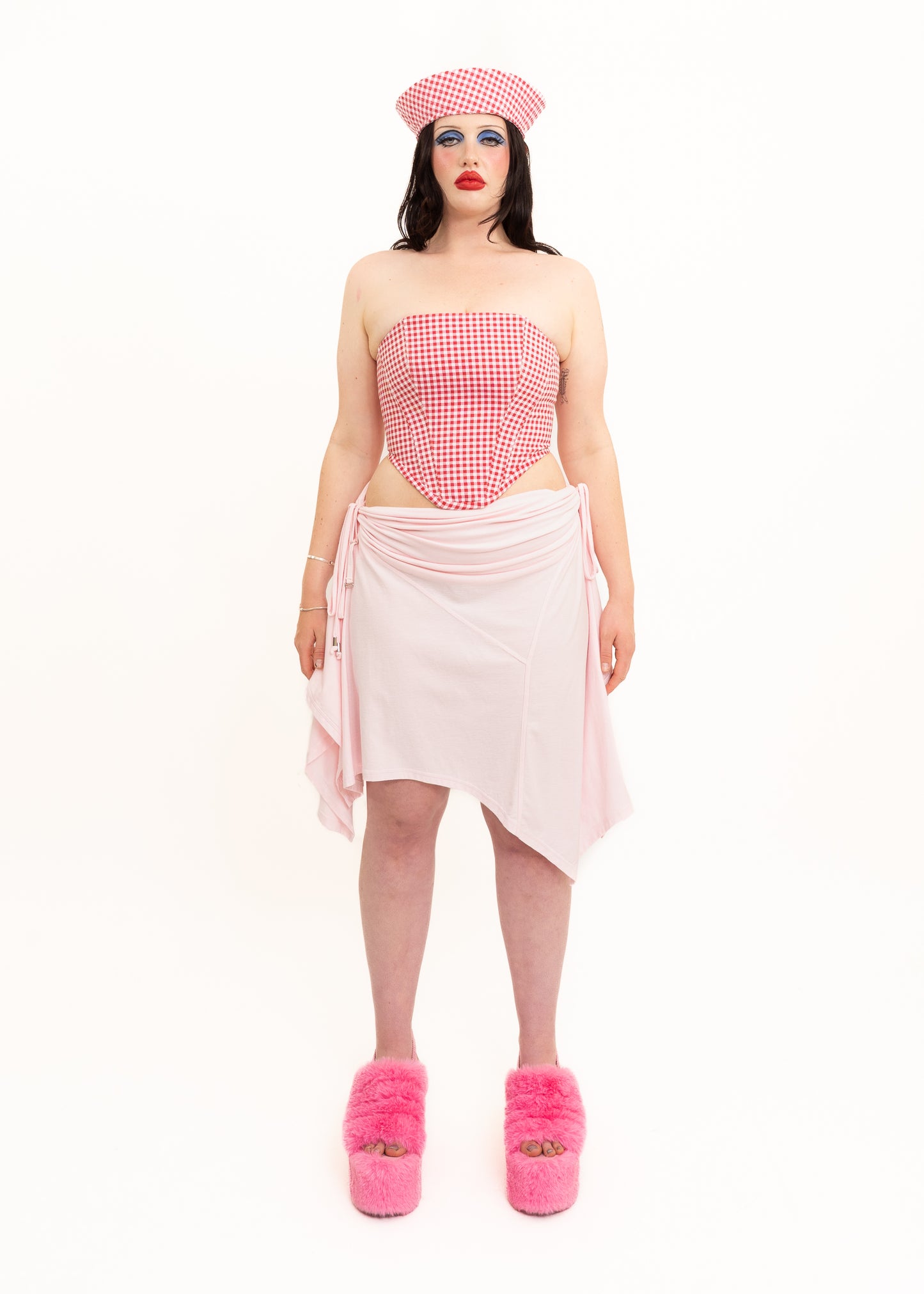 Gingham strapless corset