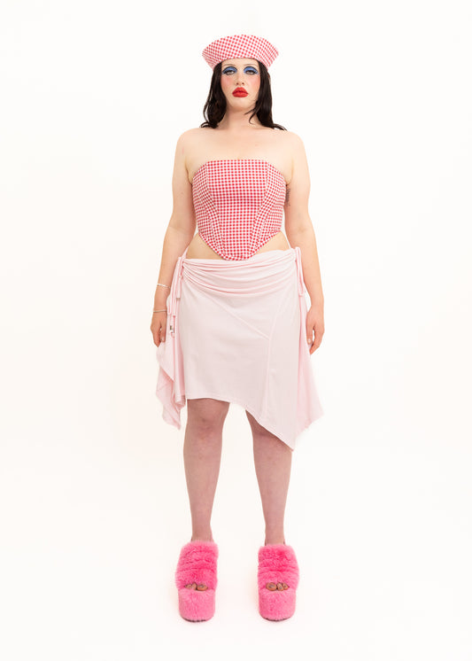 Gingham strapless corset