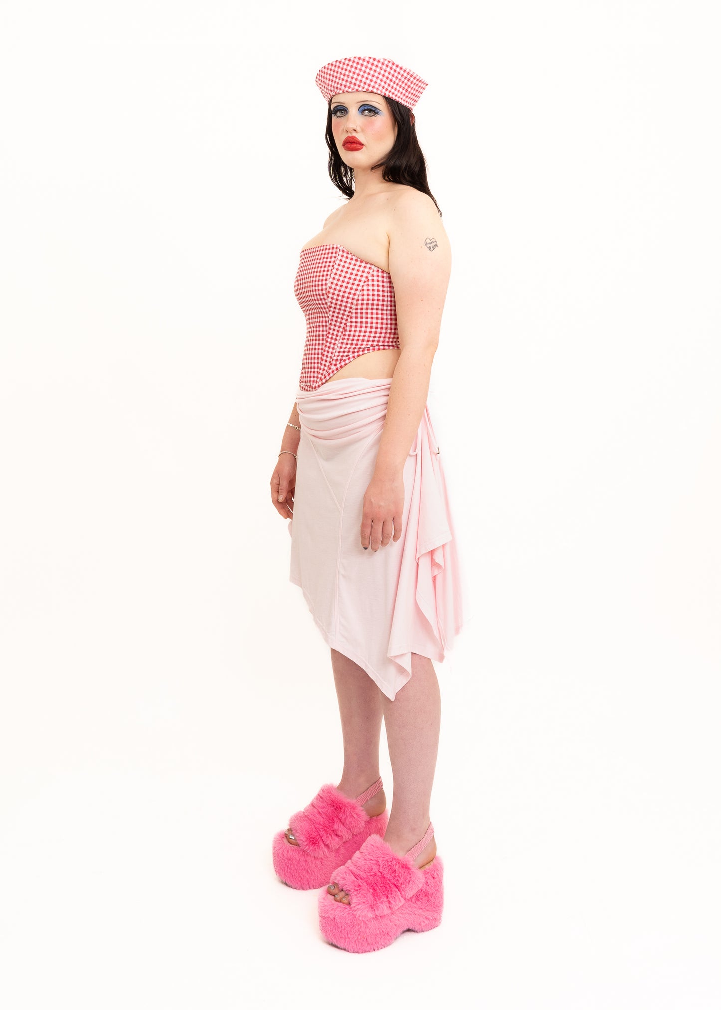 Gingham strapless corset