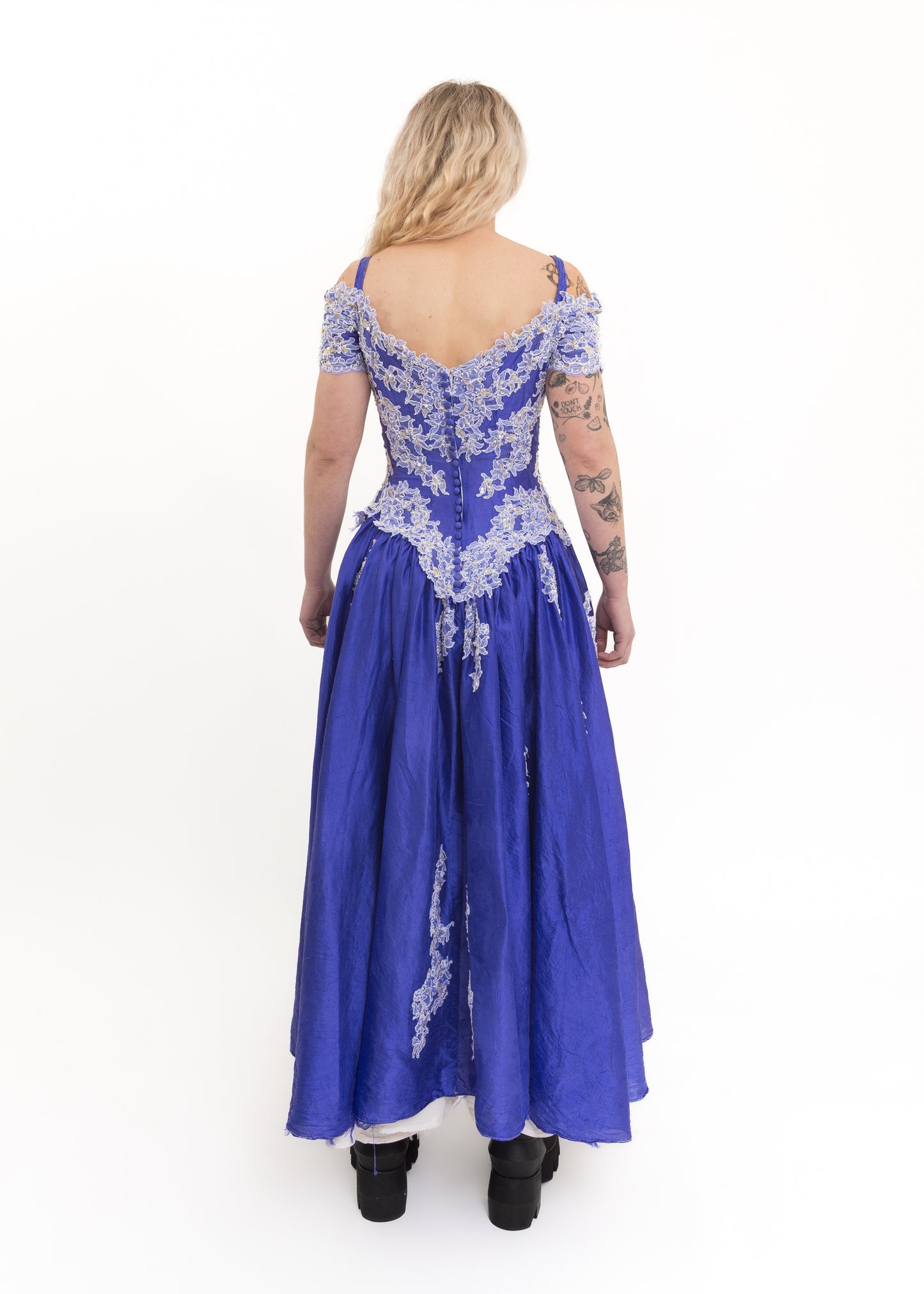 80s vintage dress with beaded lace appliqué
