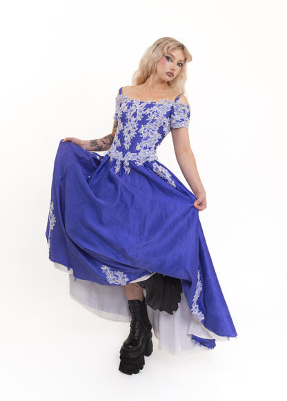 80s vintage dress with beaded lace appliqué