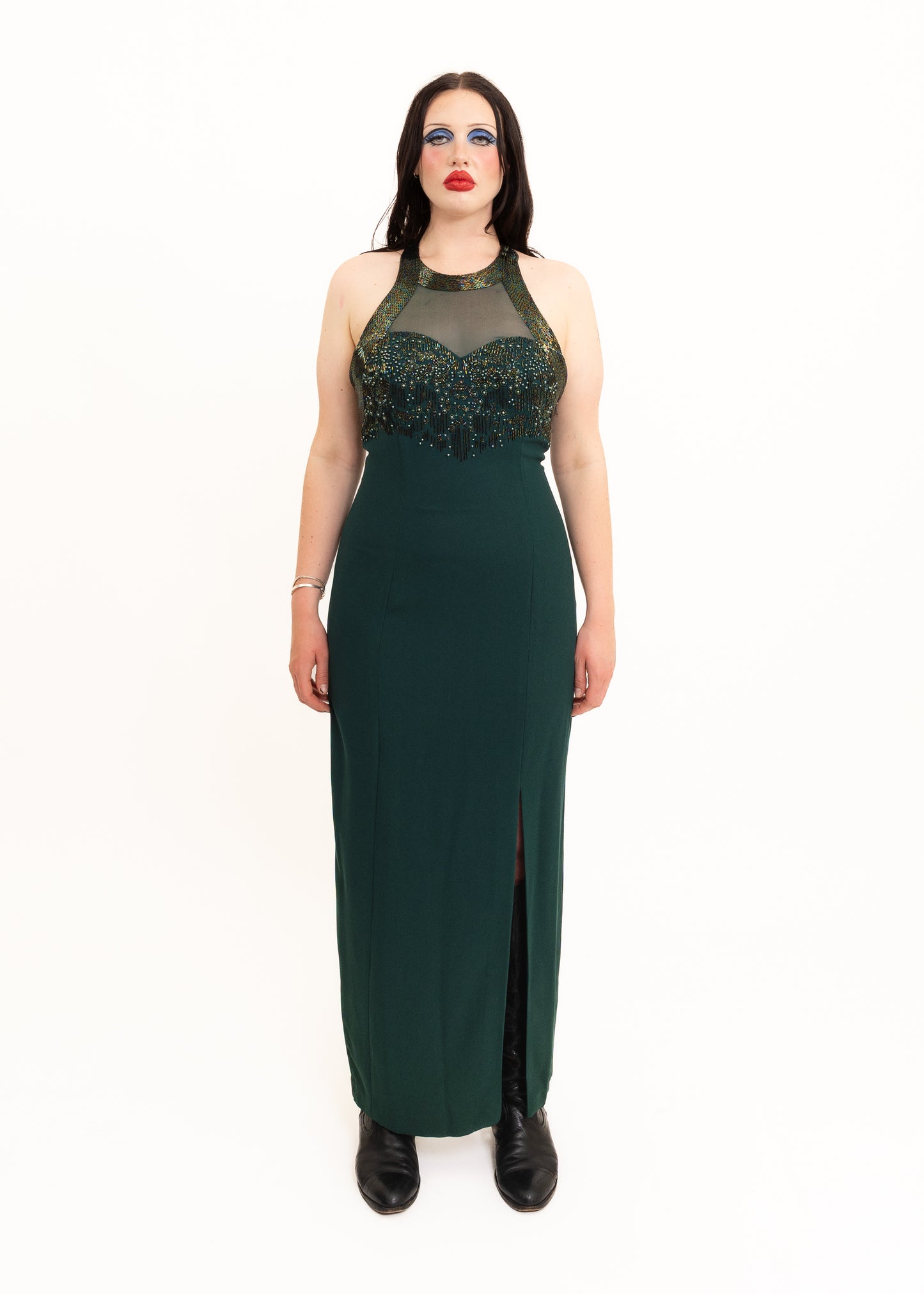 Glass beaded evening dress