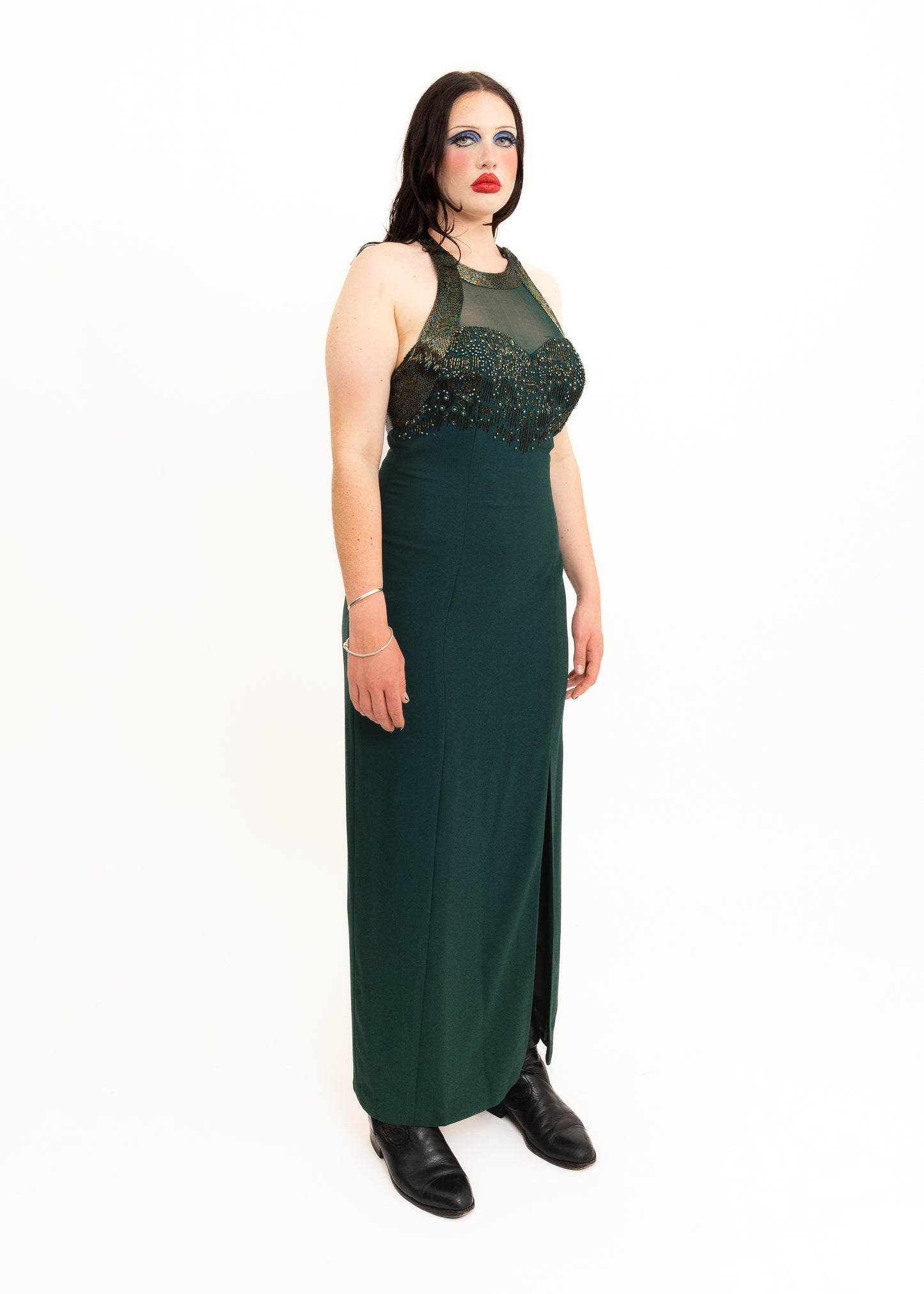 Glass beaded evening dress