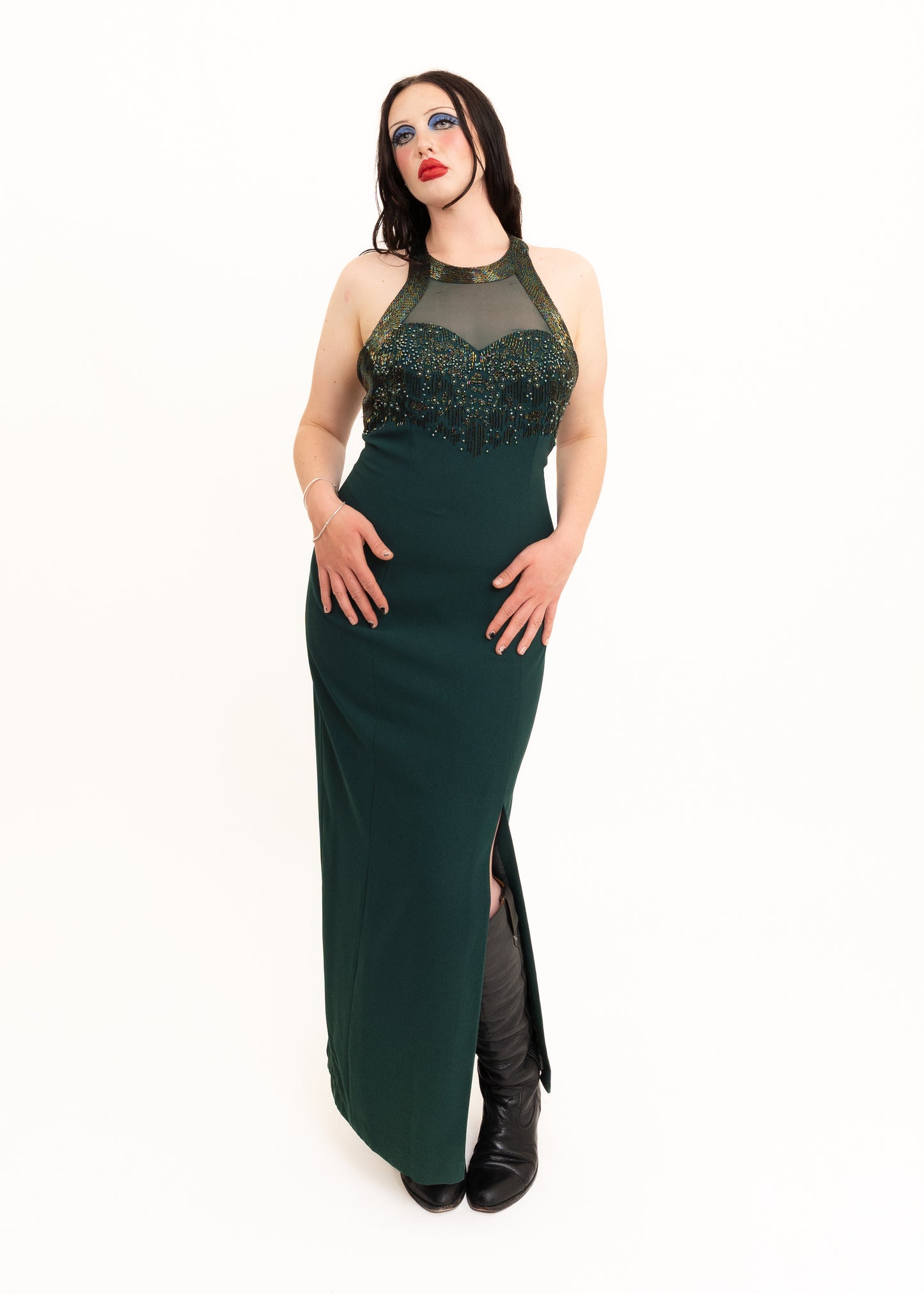 Glass beaded evening dress