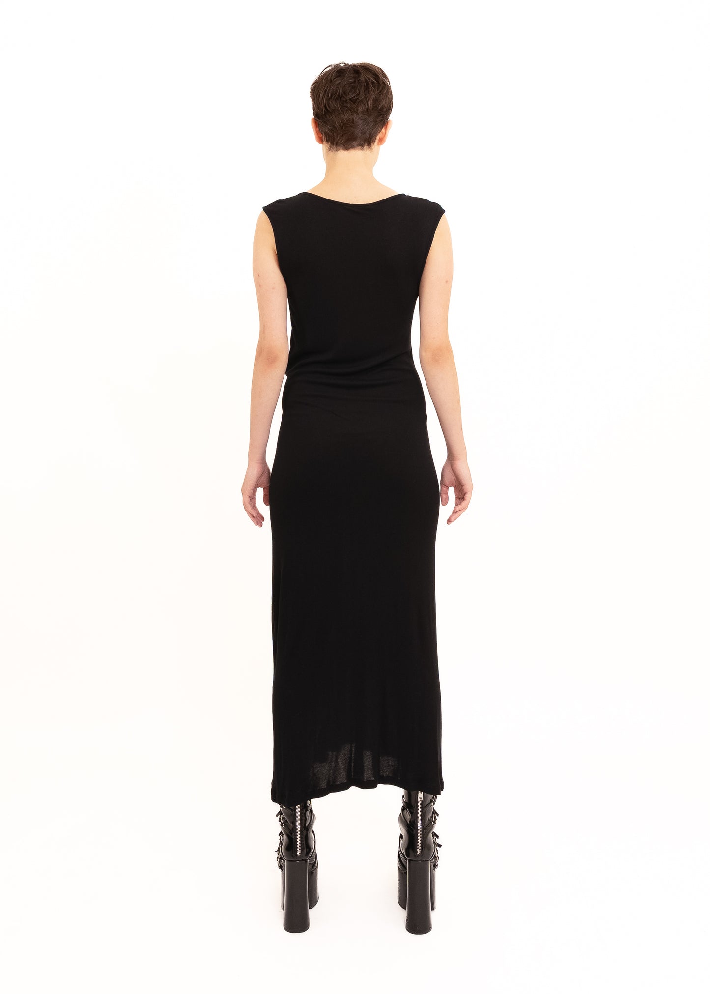 Knit maxi dress with gather detail
