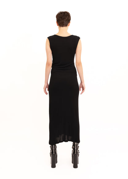 Knit maxi dress with gather detail