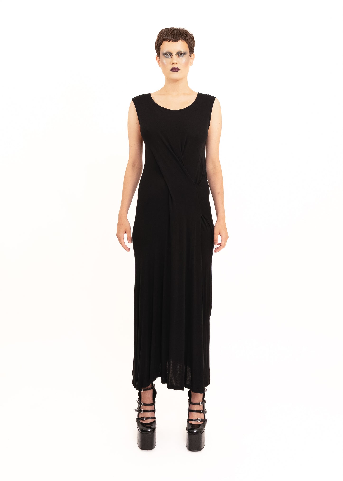 Knit maxi dress with gather detail