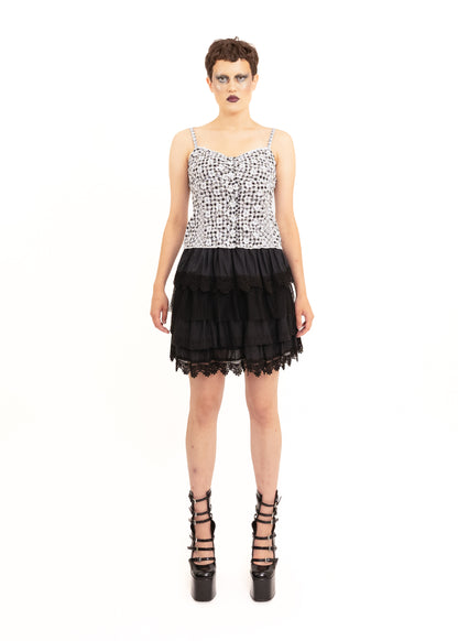 Gingham daisy trimmed bustier