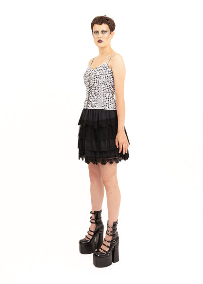 Gingham daisy trimmed bustier