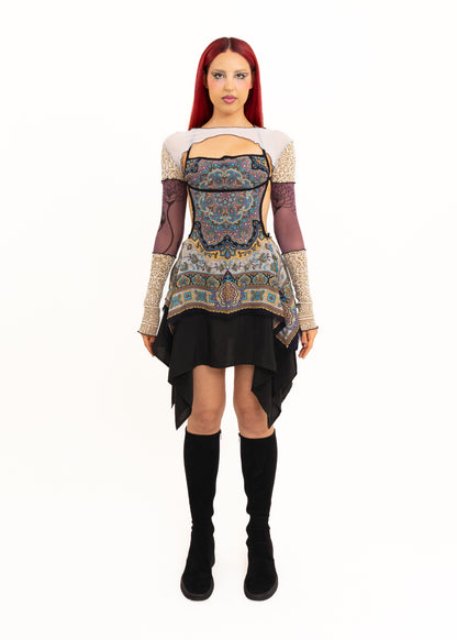 Filigree/ lotus screen printed bolero