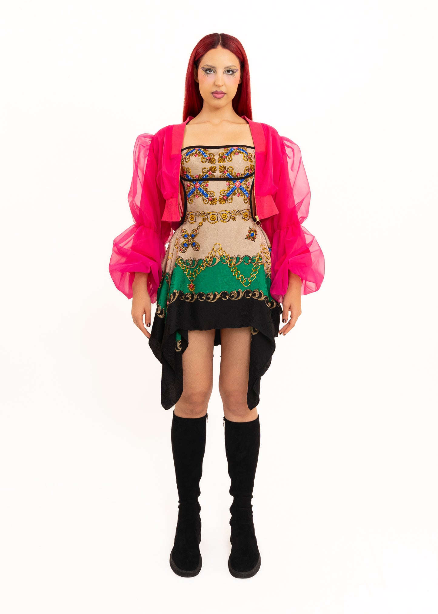 Organza puff sleeve cropped jacket