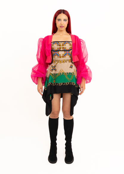 Organza puff sleeve cropped jacket