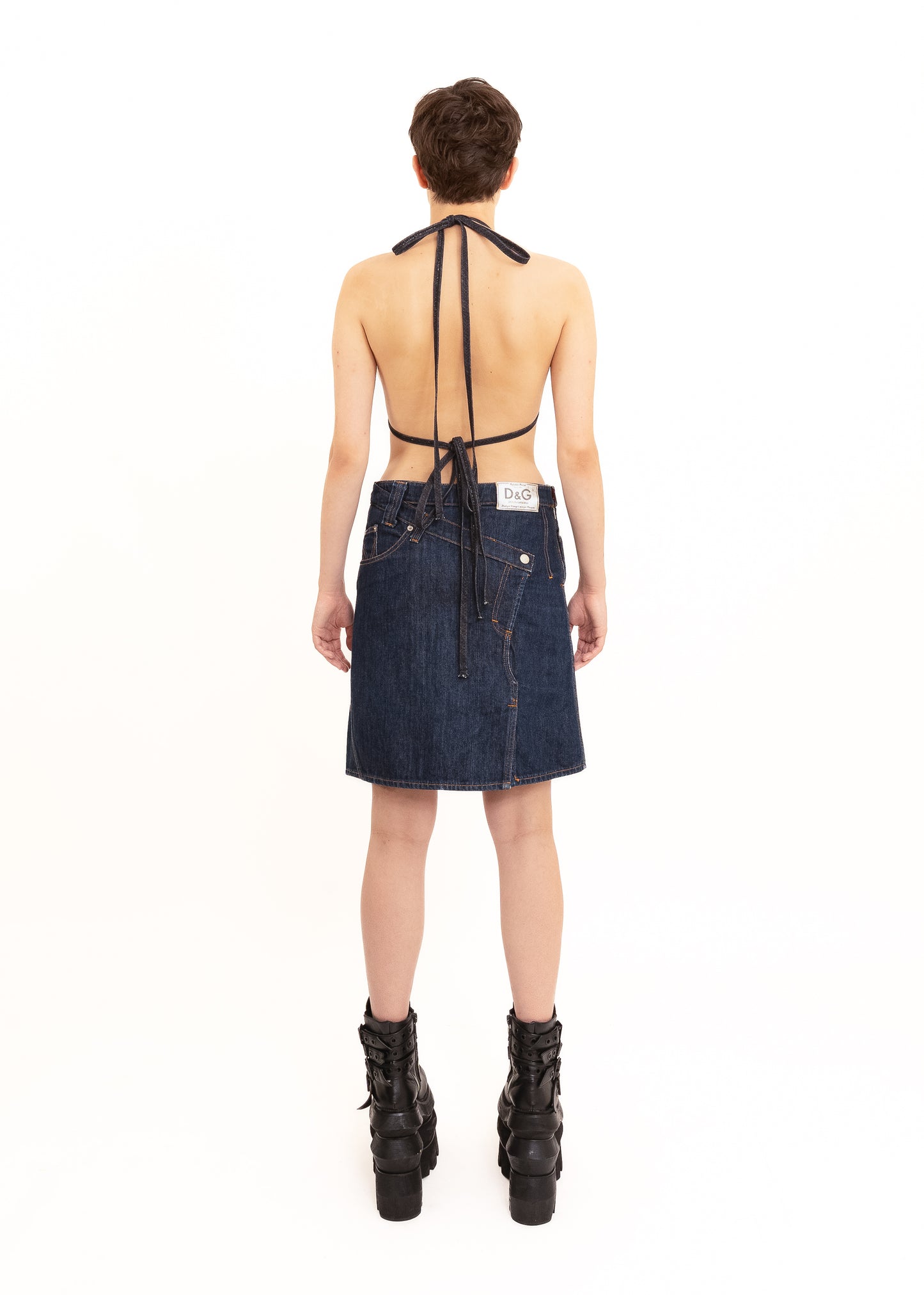 90s vintage patchwork denim skirt