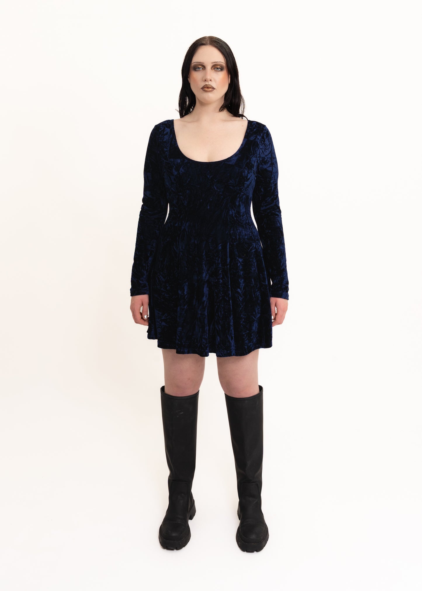 Crushed velvet mini dress