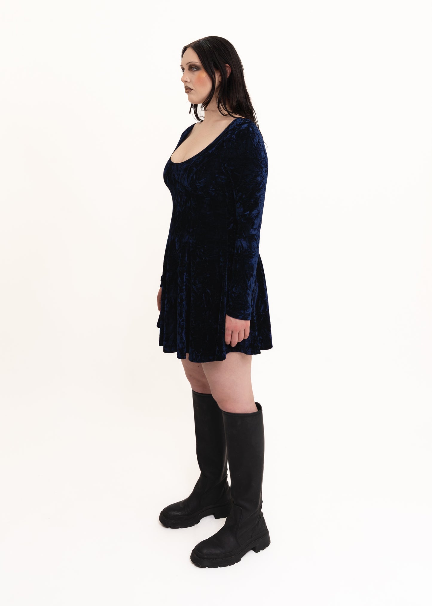 Crushed velvet mini dress