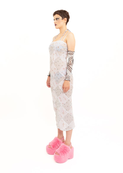 Diamond Mesh Midi Dress- ditsy floral