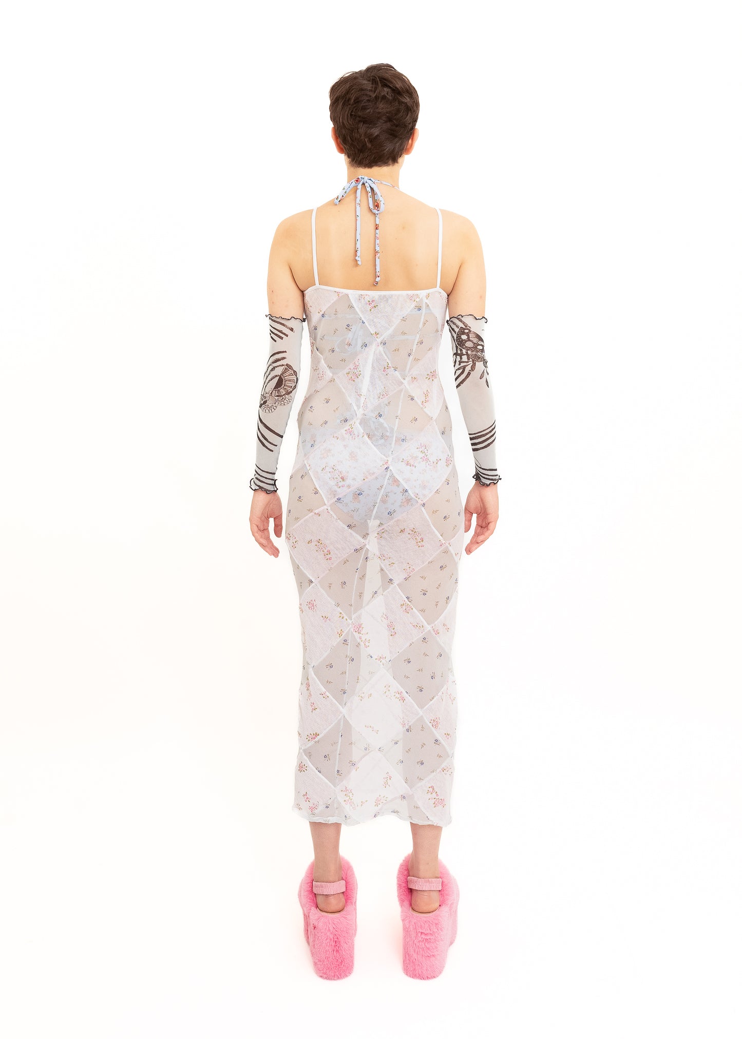 Diamond Mesh Midi Dress- ditsy floral