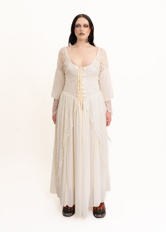 Lace flared sleeve dress