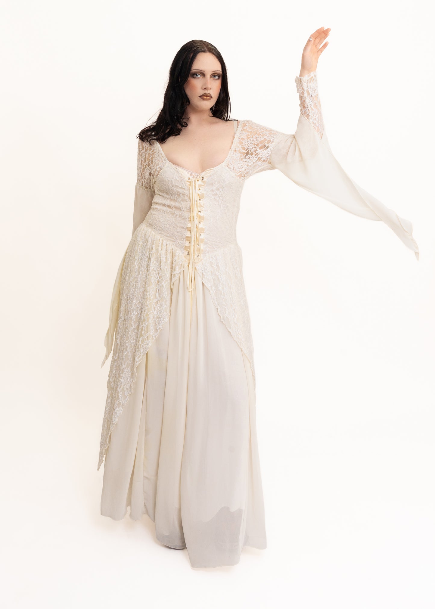 Lace flared sleeve dress