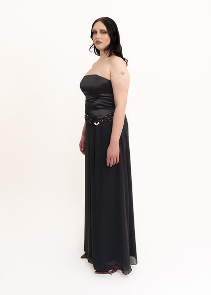 Strapless evening gown with diamanté detail