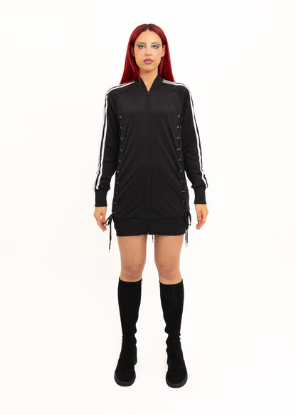 Lace up track jacket/ mini dress