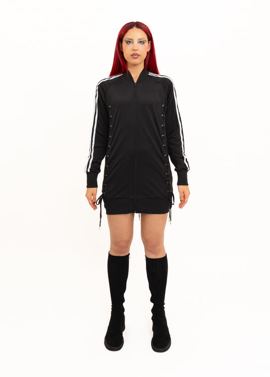 Lace up track jacket/ mini dress