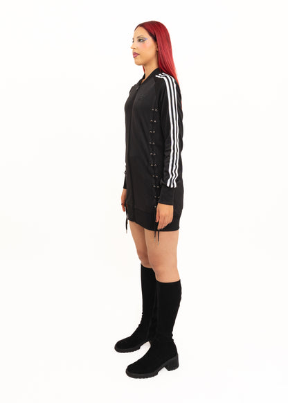 Lace up track jacket/ mini dress