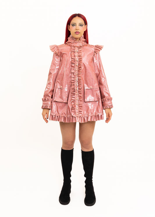 Meadham Kirchoff for Topshop glitter ruffle rain coat