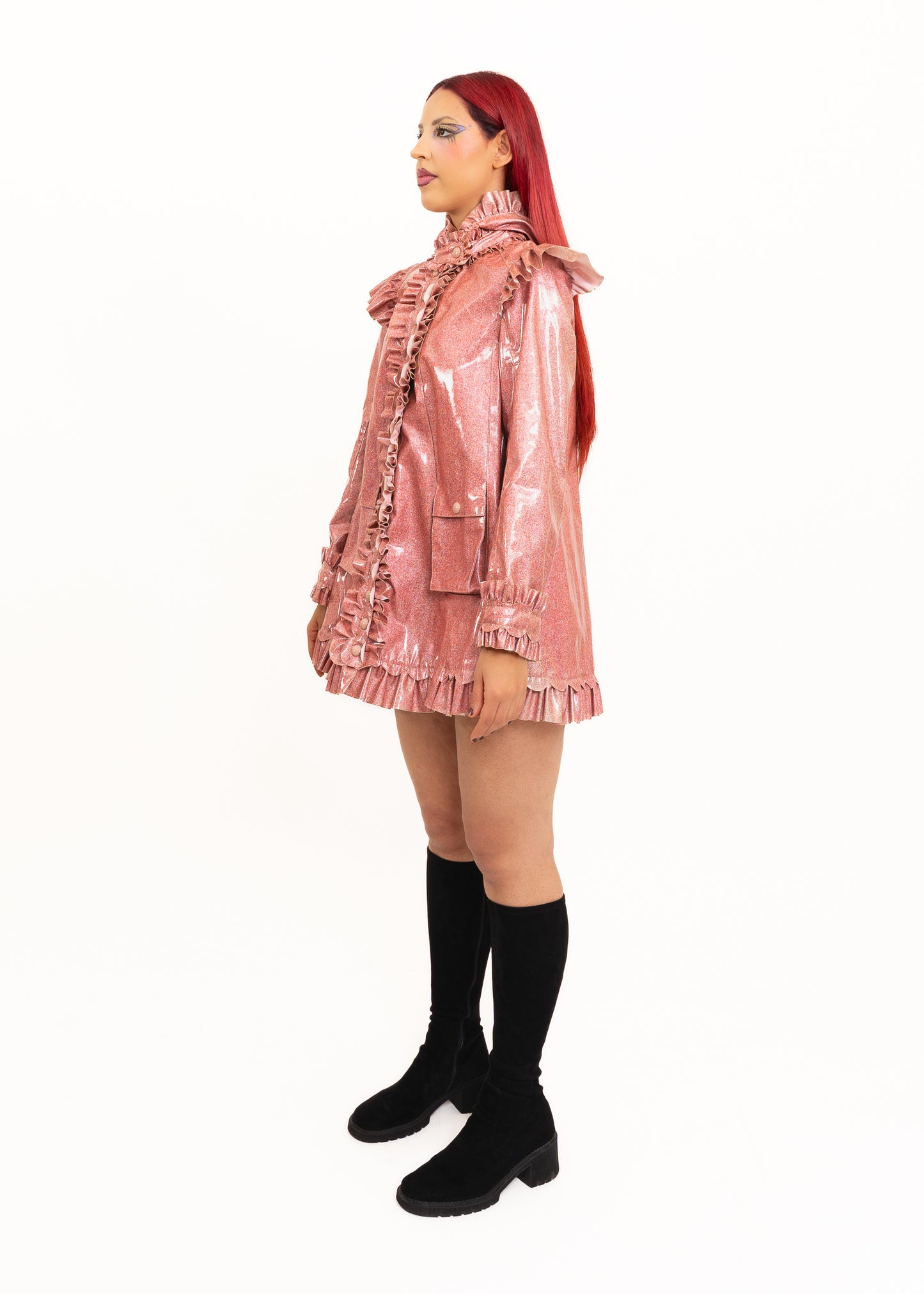 Meadham Kirchoff for Topshop glitter ruffle rain coat