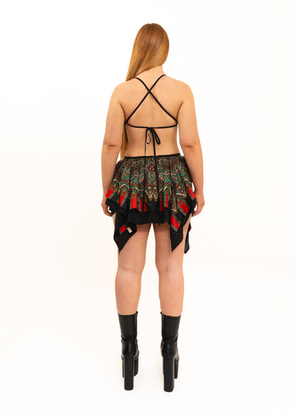 Odyssey Silk Scarf Dress- forest green