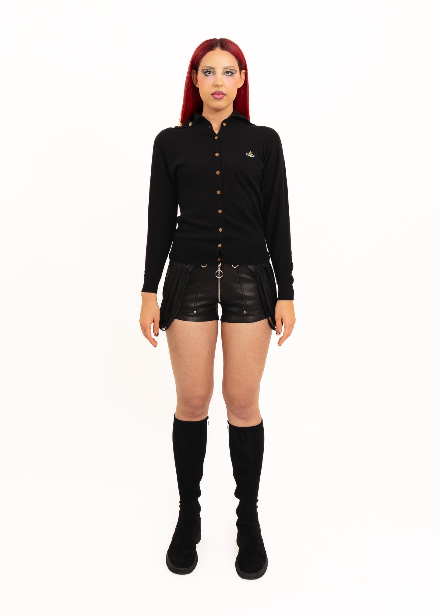 Angora/ cashemere blend cardigan with orb embroidery