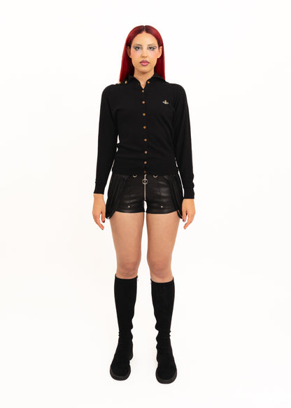 Angora/ cashemere blend cardigan with orb embroidery