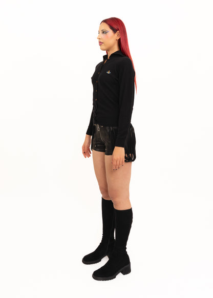 Angora/ cashemere blend cardigan with orb embroidery