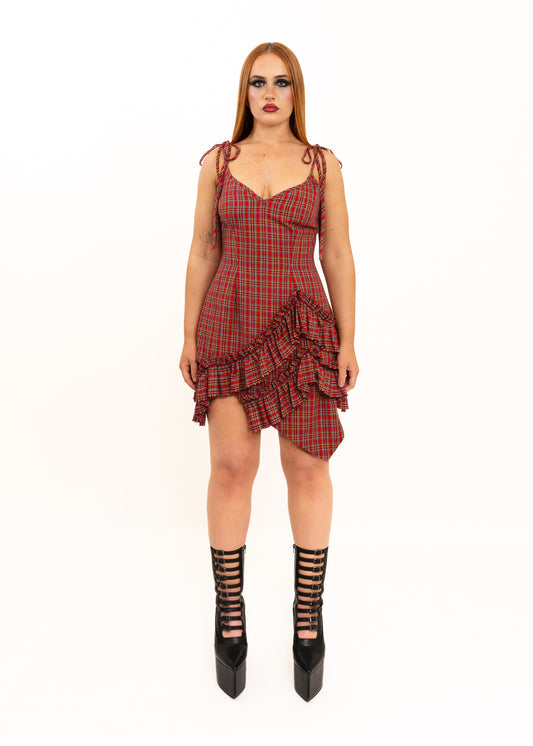 Tartan Mini Fray Dress