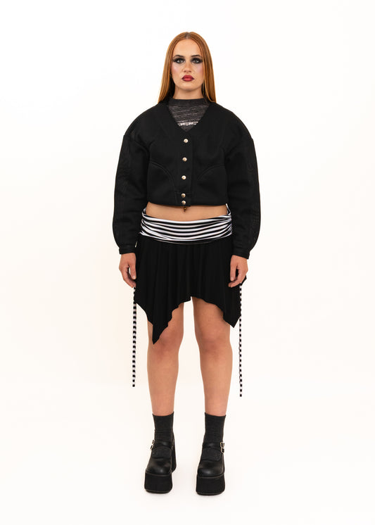 Cropped perforated mesh bomber jacket