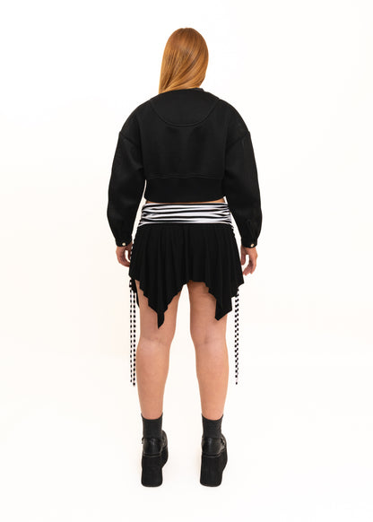 Cropped perforated mesh bomber jacket