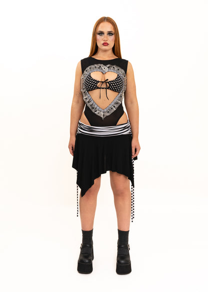 Heart Cut Out Leotard- Black